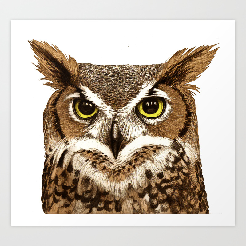 Great Horned Owl Art Print Home Decor Wall Art Poster C Great Horned Owl Art Print Home Decor Wall Art Poster C