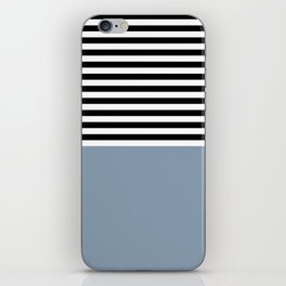 Dusty Blue With Black and White Stripes iPhone Skin