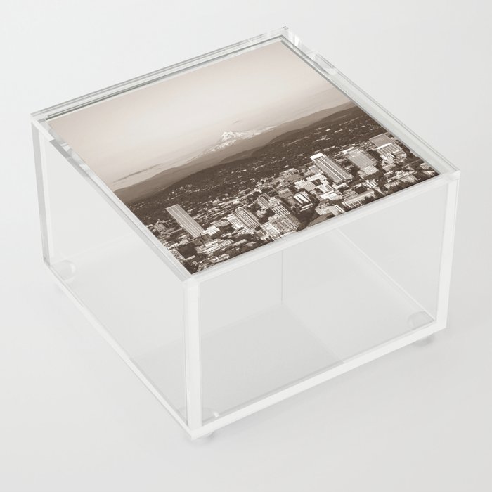 Portland Oregon Sepia Acrylic Box