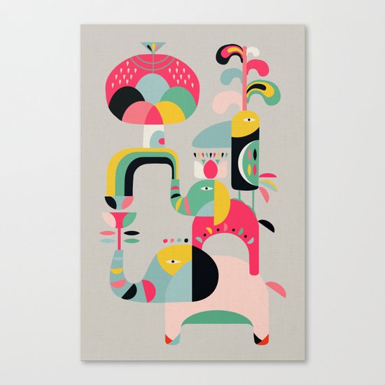 Jungle of elephants Canvas Print