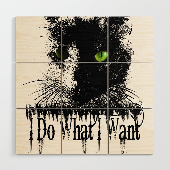 i do what i want  black cat Wood Wall Art