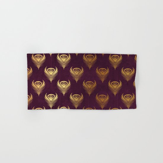 Purple gold peacock feather Hand & Bath Towel