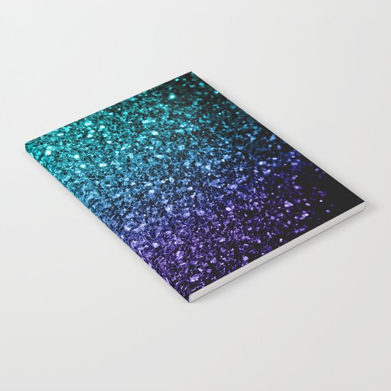 Beautiful Aqua blue Ombre glitter sparkles Notebook