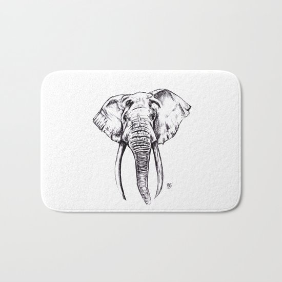 Elephant Drawing Bath Mat