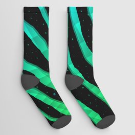 Ripped SpaceTime Stripes - Green/Cyan Socks