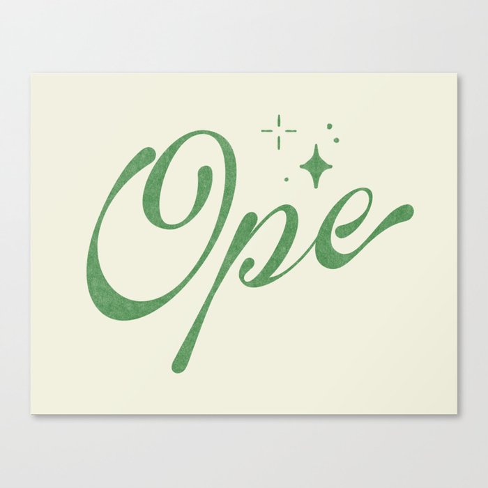 'Ope!' Risograph in Green Canvas Print