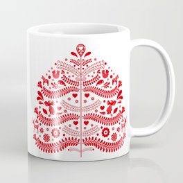 Red Scandinavian Folk Art Christmas Tree Mug