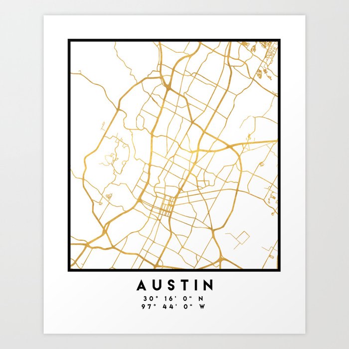 AUSTIN TEXAS CITY STREET MAP ART Art Print