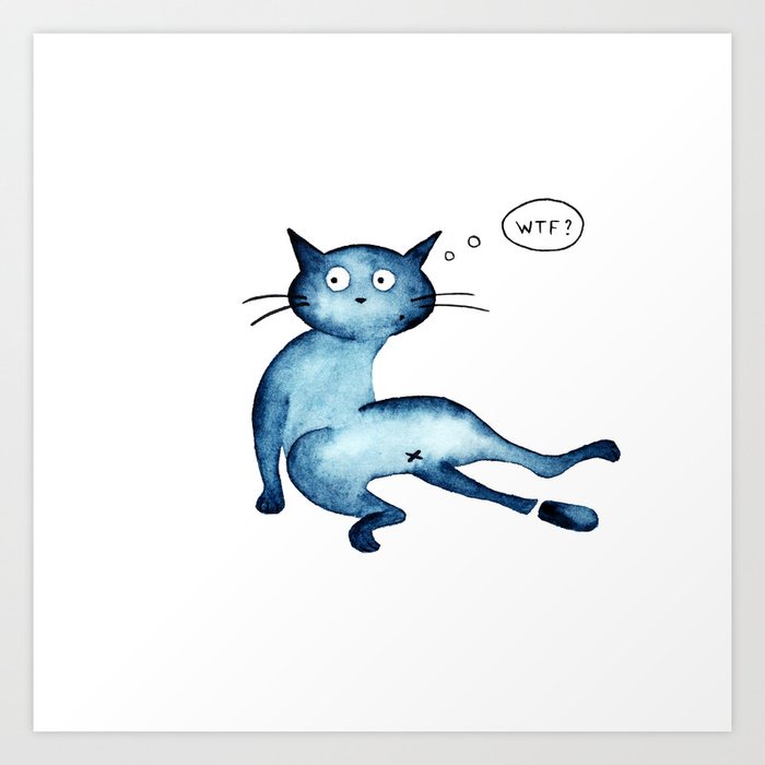 Frustrated blue cat Art Print