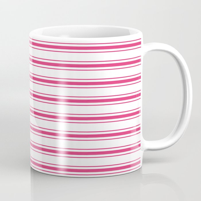 Bright Pink Peacock Mattress Ticking Wide Striped Pattern - Fall Fashion 2018 Coffee Mug
