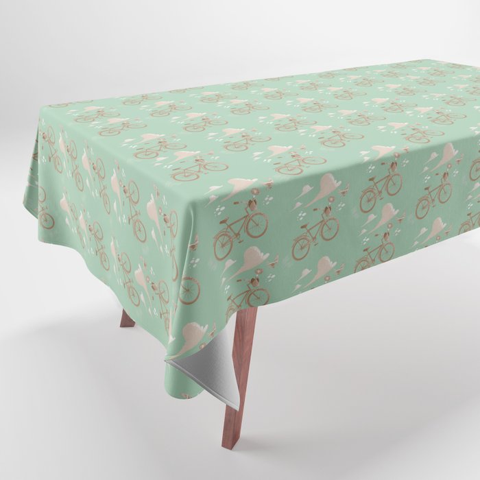 Spring Bike Mint and Tea Tablecloth