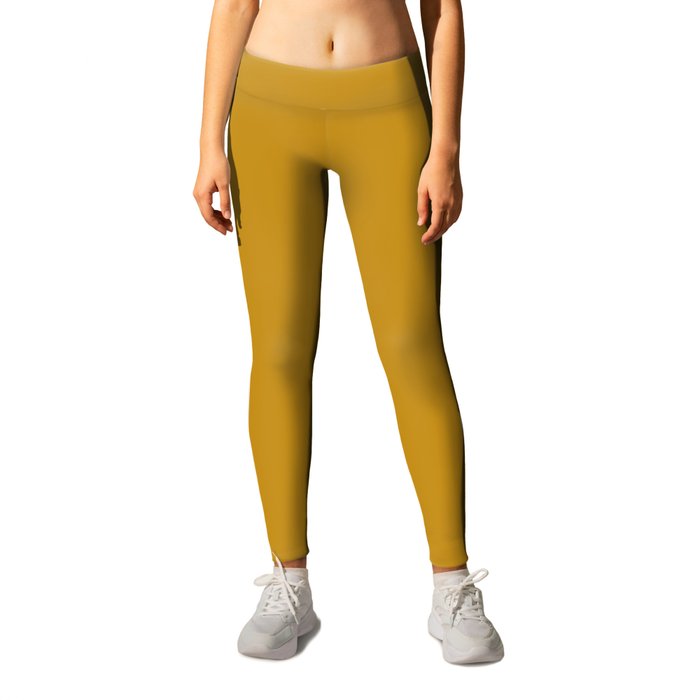 Solid Dark Caramel Yellow Color Leggings