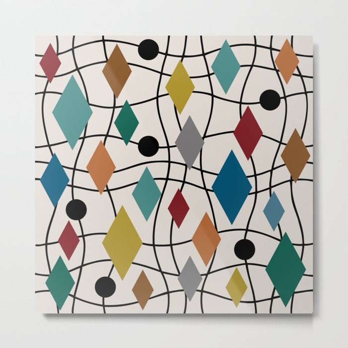 Colorful Mid Century Modern Geometric Abstract 124 Metal Print