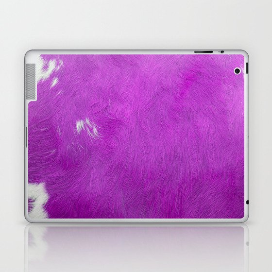 Pink and White Cow Skin Print Pattern Modern, Cowhide Faux Leather Laptop & iPad Skin
