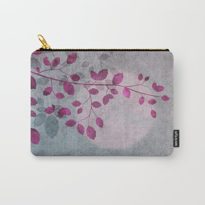 Pink Moon and leaf illustration Carry-All Pouch