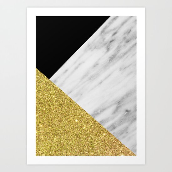 Marble & Gold Geometry Art Print