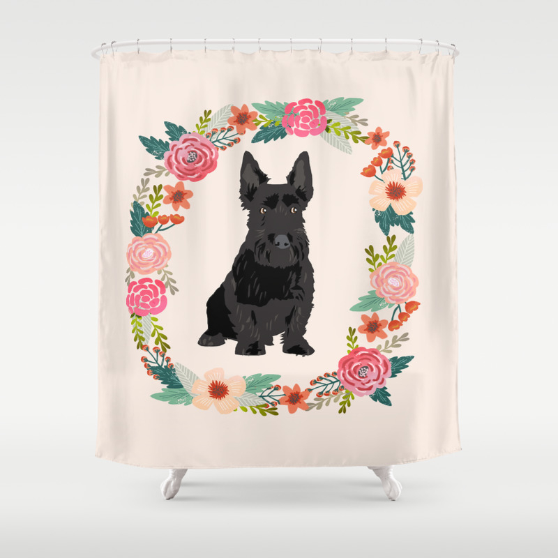 Scottie Dog Breed Floral Wreath Pet Portrait Dog Gifts Shower