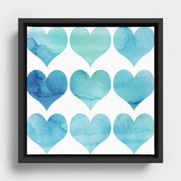 Vintage Light Blue Heart Framed Canvas