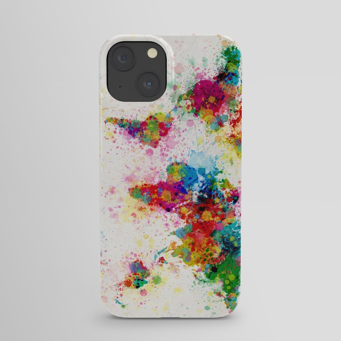 Map of the World Map Paint Splashes iPhone Case