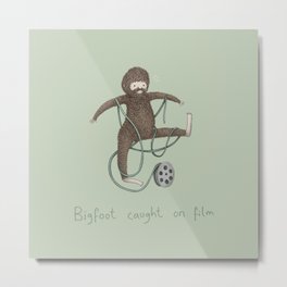 Bigfoot Caught on Film Metal Print | Paranormal, Cinema, Snowman, Bigfoot, Sasquatch, Jokes, Cute, Film, Drawing, Digital 