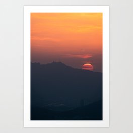 Orange Skies Over Seoul Art Print