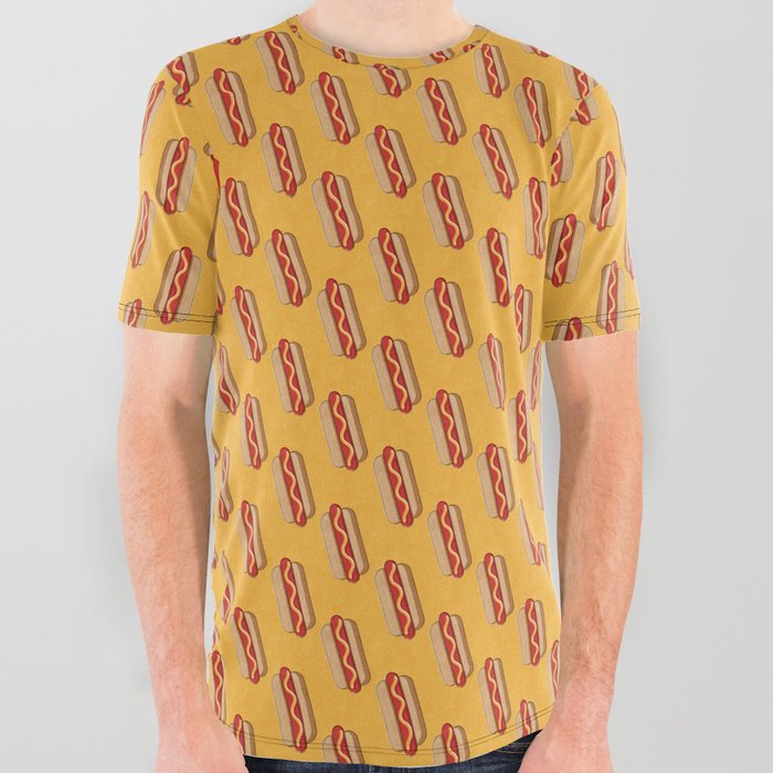 FAST FOOD / Hot Dog - pattern All Over Graphic Tee