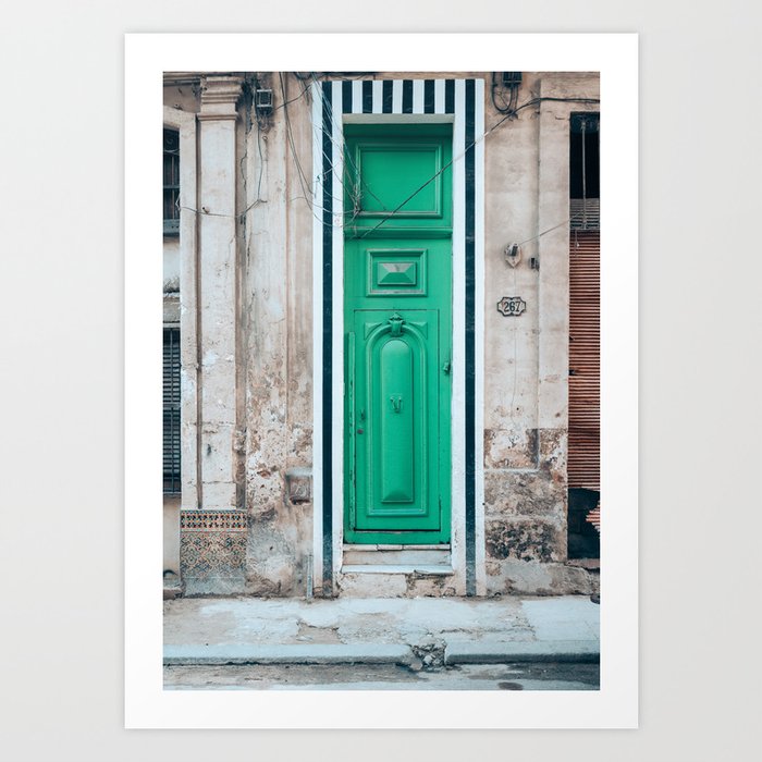  Pop up Green Door Havana Cuba Art Print