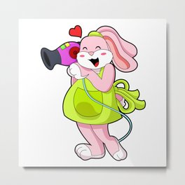 Rabbit as Hairdresser with Hairdryer Metal Print