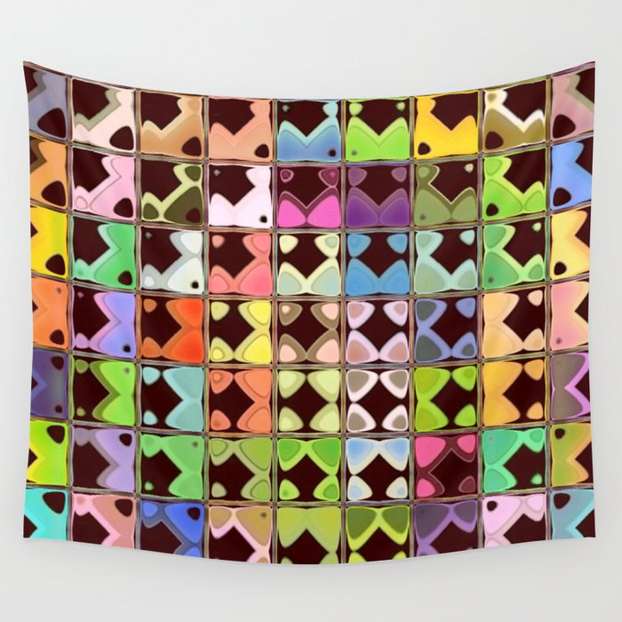 Rainbow Geometric Tiles Mosaic Wall Tapestry