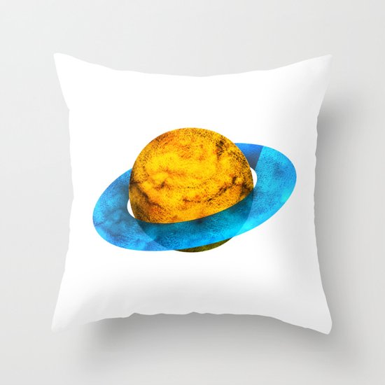 Colorful watercolor hand drawn planet. Throw Pillow