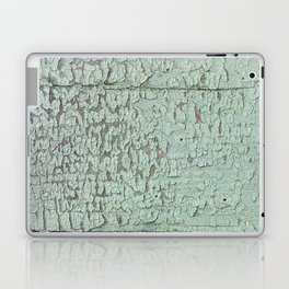 Part of wood with peeled green paint, abstract texture Laptop Skin