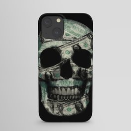 SKULL MONEY BLACK iPhone Case