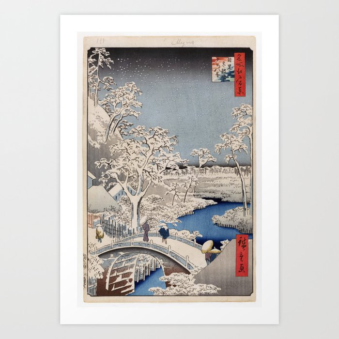 Meguro Drum Bridge and Sunset Hill, No. 111 from One Hundred Famous Views of Edo Utagawa Hiroshige Art Print