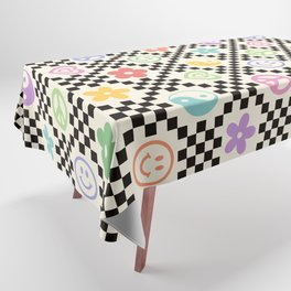Retro Colorful Nostalgia Double Checker Tablecloth