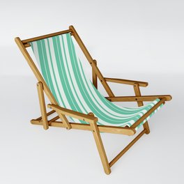 [ Thumbnail: Aquamarine and Mint Cream Colored Stripes Pattern Sling Chair ]