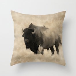 American Buffalo  -  Plains Bison Throw Pillow