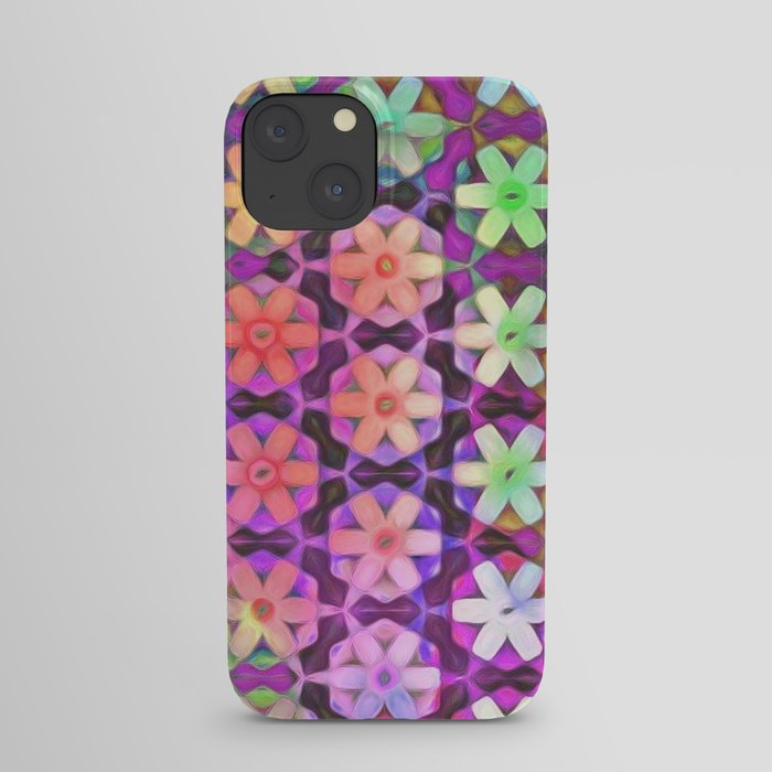 Rainbow Hexagon Daisies iPhone Case