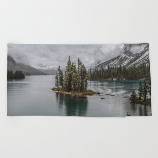 Landscape Maligne Lake Photography | Alberta | Canada Beach Towel