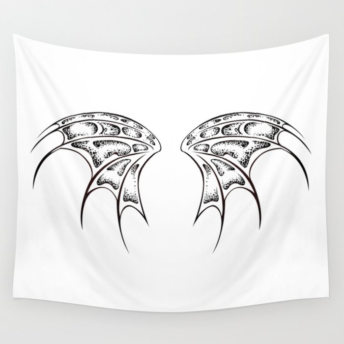 White dragon wings Wall Tapestry