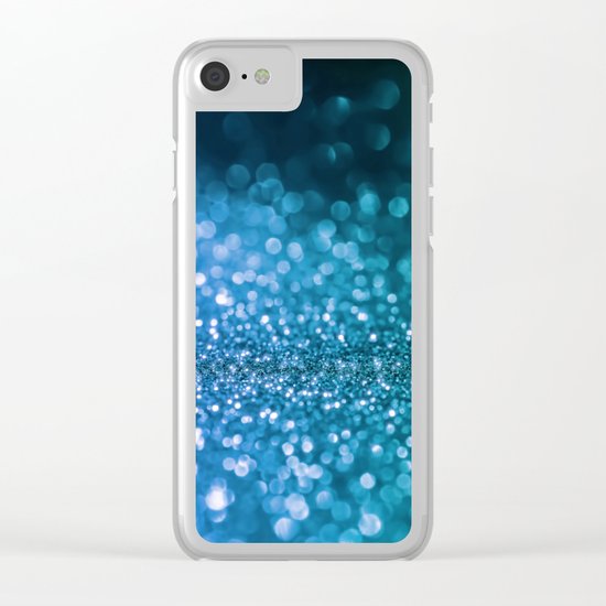 Foam on the sea - Blue glitter effect texture Clear iPhone Case