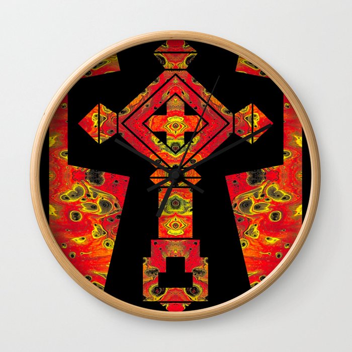 Cross of Ages in Red Wall Clock