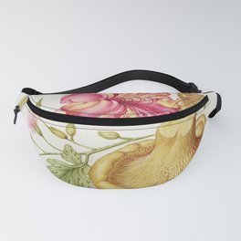 Vintage Typograhy - Yellow and Pink Mushroom Drawing  Fanny Pack