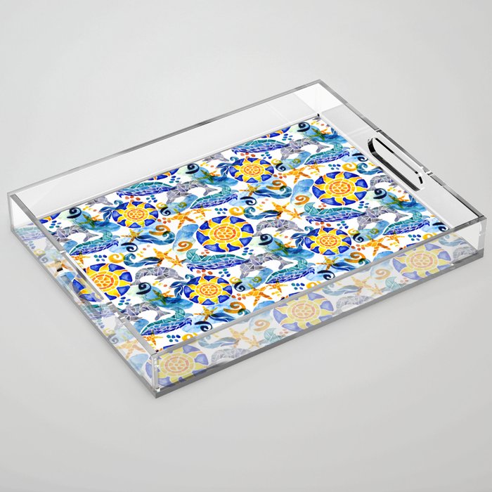 Summer Sun Mosaic Pattern Acrylic Tray