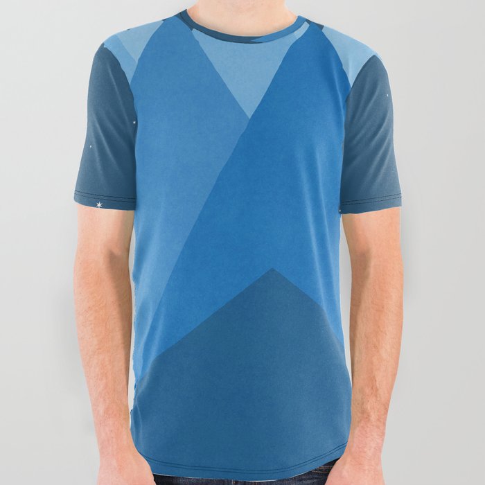 Abstract landscape in blue All Over Graphic Tee