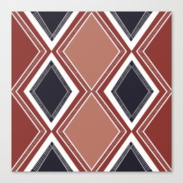 Preppy large geometric diamond red and navy pattern Canvas Print