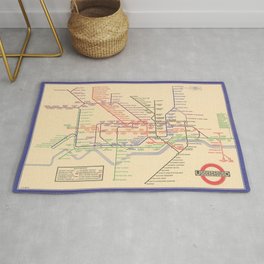 Vintage London Underground Map Area & Throw Rug