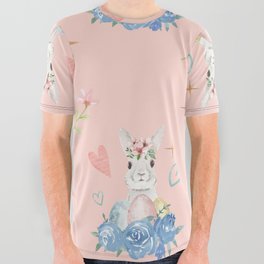 Easter Bunny In Roses Collection All Over Graphic Tee