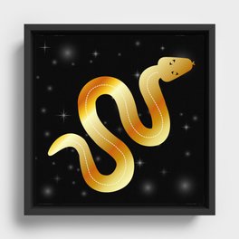 Magical golden serpentine with stars  Framed Canvas