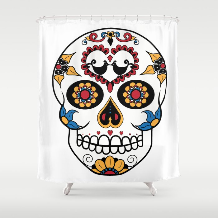 Mexican Sugar Skull Shower Curtain By, Sugar Skull Shower Curtain