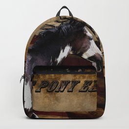 The Pony Express Backpack | Digital, Graphicdesign, Usmap, Pony, Usflag, History, Gelding, Typography, Starsandstripes, Runninghorse 
